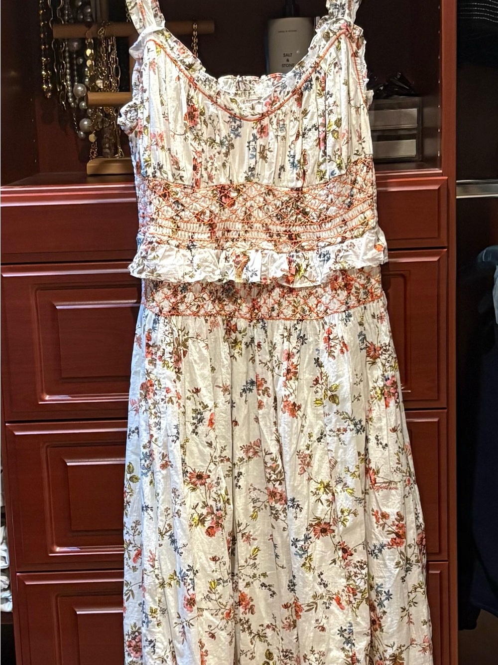 Anthropologie White Dress with Orange Stripes - Picture 3 of 6